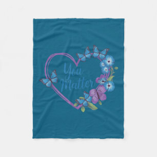 You Heart Suicide Prevention Awareness Fleece Blanket