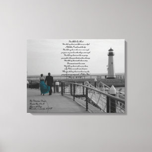 You Held My Hand Poem With Lighthouse Photograph B Canvas Print