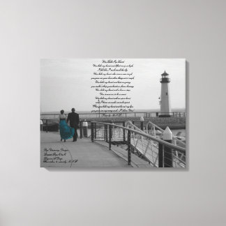 You Held My Hand Poem With Lighthouse Photograph B Canvas Print