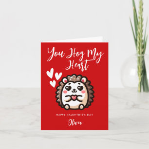 You Hog My Heart   Hedgehog Pun Valentine's Day Card