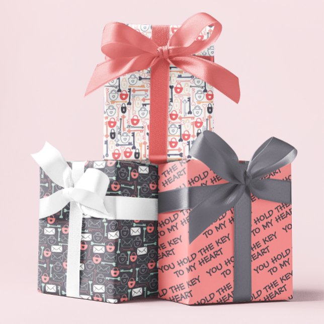 You Hold The Key To My Heart Wrapping Paper Sheets (Let your loved one know they hold the key to your heart with these wrapping paper sheets! )
