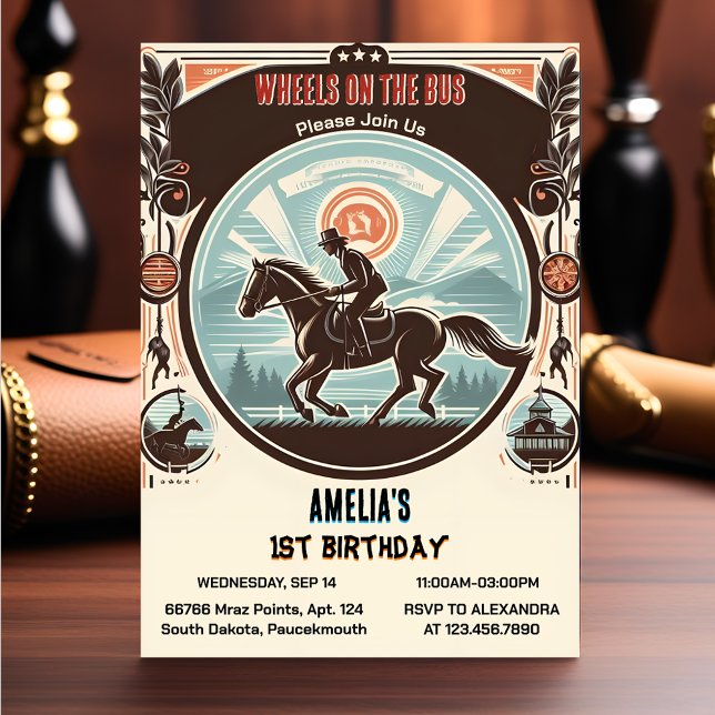You Horse Cowboy Kentucky Derby Party 1st Birthday Invitation (Creator Uploaded)