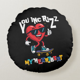 You Inc Rizz my Heartbeat - Cute skateboard heart Round Cushion
