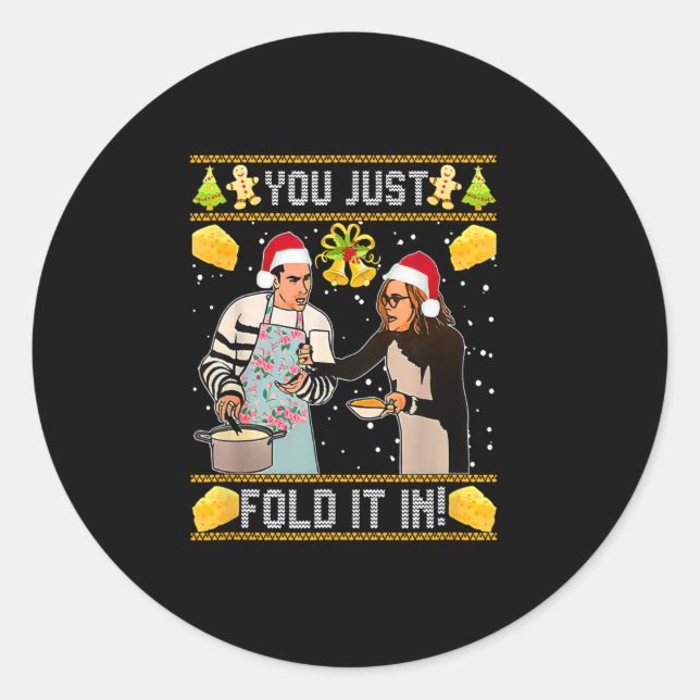 you just fold it in Christmas  Classic Round Sticker (Front)