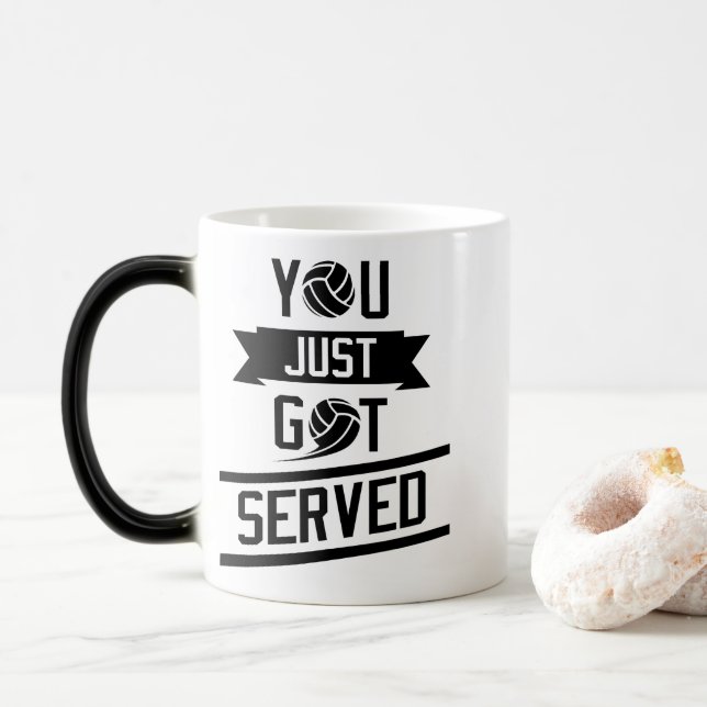You Just Got Served - Funny Volleyball Quote Magic Mug (With Donut)
