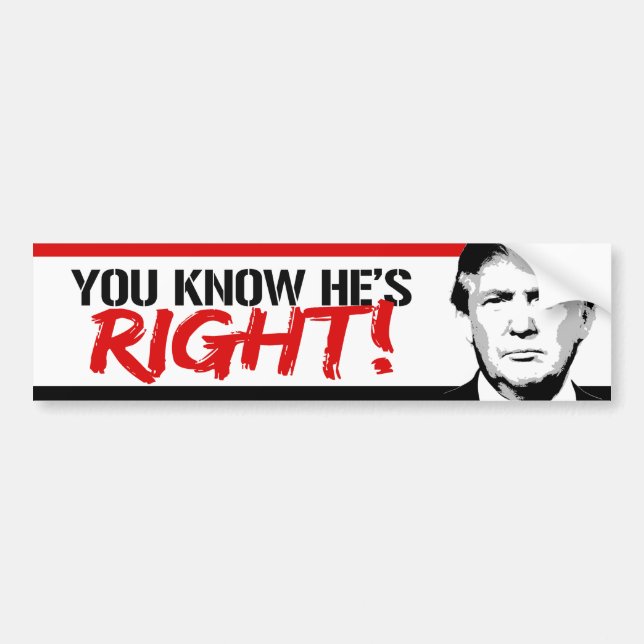 You know he's right - Trump 2016 --.png Bumper Sticker (Front)