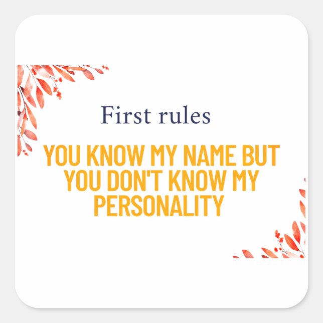 You Know My Name Invitation & Postcard – Bold Pers Square Sticker (Front)