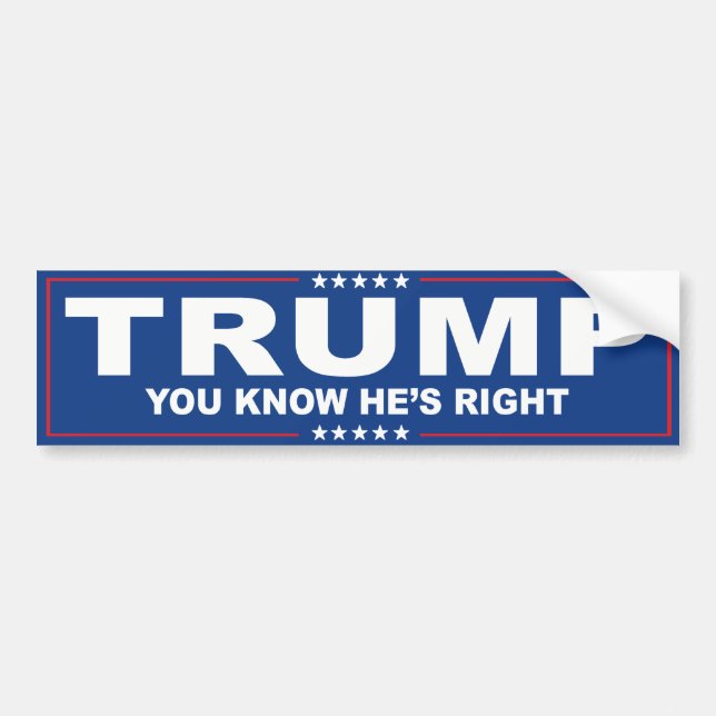 You know Trump is right - Blue Trump -.png Bumper Sticker (Front)
