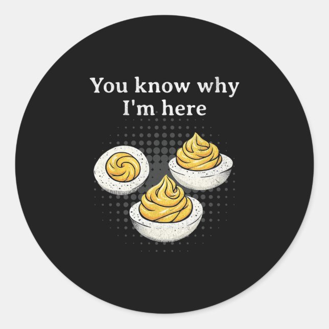 You Know Why I’m Here Deviled Egg Retro Funny Than Classic Round Sticker (Front)