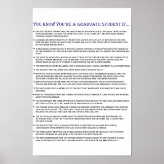 You Know You're a Graduate Student If... Poster