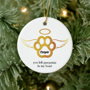 You left pawprints in my heart ceramic tree decoration