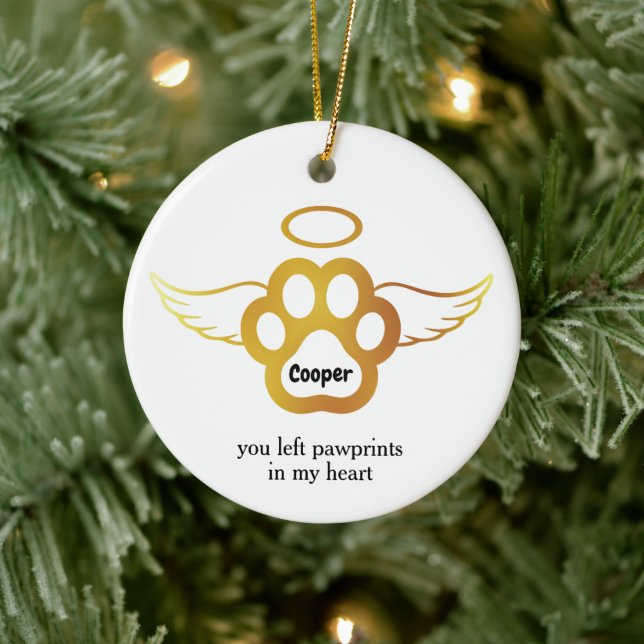 You left pawprints in my heart ceramic tree decoration (Tree)