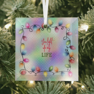 You Light Up My Life Christmas Lights Glass Tree Decoration