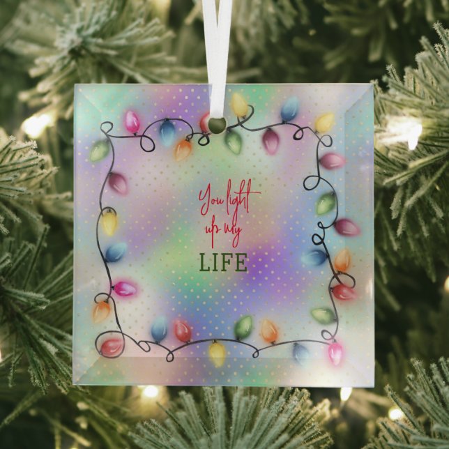 You Light Up My Life Christmas Lights Glass Tree Decoration (Insitu)