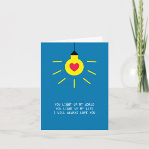 You Light Up My Life My Word Bulb Red Heart Love C Card