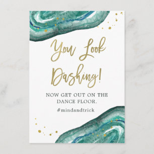 You Look Dashing Teal Geode and Gold Wedding Invitation