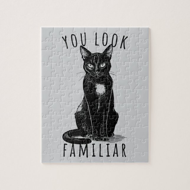 You Look Familiar Witches Black Cat Jigsaw Puzzle (Vertical)