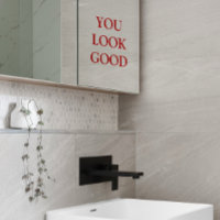 "You Look Good" Bold Red Typography Mirror Cling