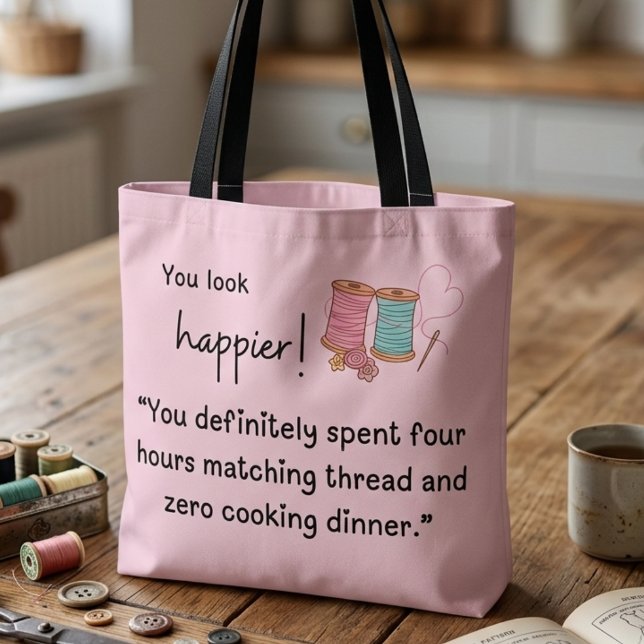 You look happier! Spent 4 hours matching thread Tote Bag (Creator Uploaded)