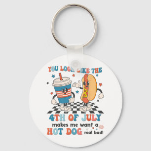 You Look Like 4th Of July Makes Me Want A Hot Dog Key Ring
