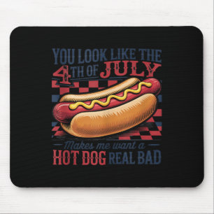 You Look Like 4th Of July Retro Hotdog Patriotic M Mouse Mat