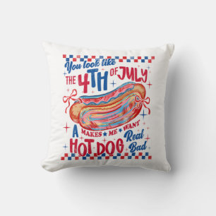 You Look Like The 4th Of July Funny Hot Dog Design Cushion