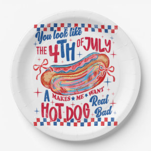 You Look Like The 4th Of July Funny Hot Dog Design Paper Plate