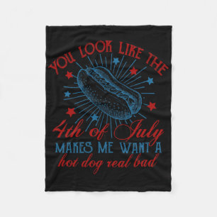 You Look Like The 4th Of July Hot Dog American Men Fleece Blanket