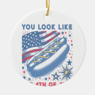 You Look Like The 4th Of July Hot Dog Viral Sloth Ceramic Tree Decoration