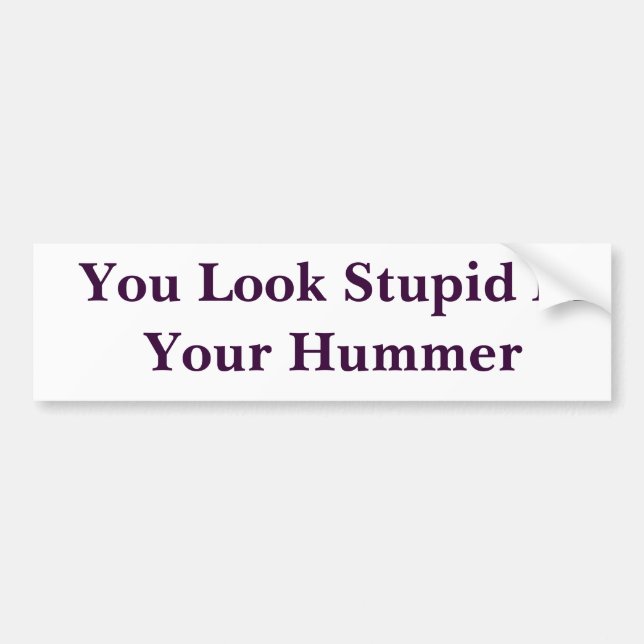 You Look Stupid In Your Hummer Bumper Sticker (Front)
