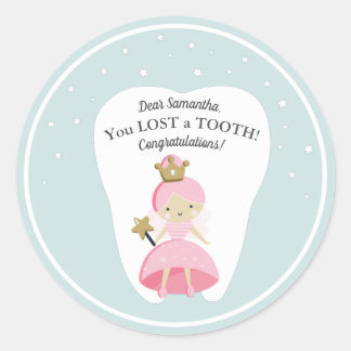 You Lost a Tooth Personalised Tooth Fairy Sticker. Classic Round Sticker