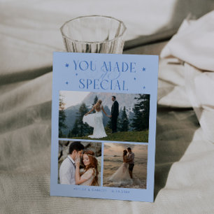 You Made It Special Wedding Photo Icy Blue Thank You Card
