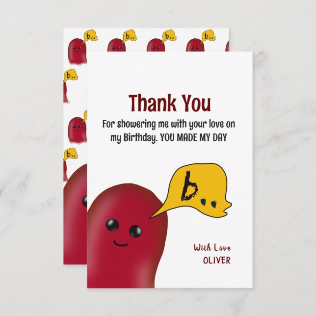 You Made My Day Kids Birthday Thank You Card (Front/Back)