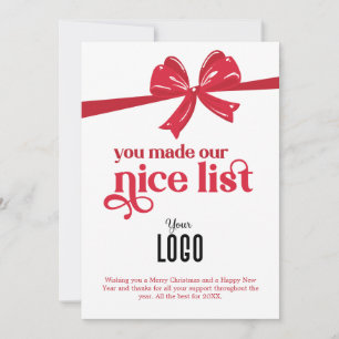 You Made Our Nice List Company Holiday Card