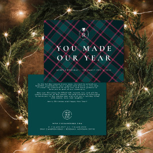 You Made Our Year Plaid Corporate Holiday Card