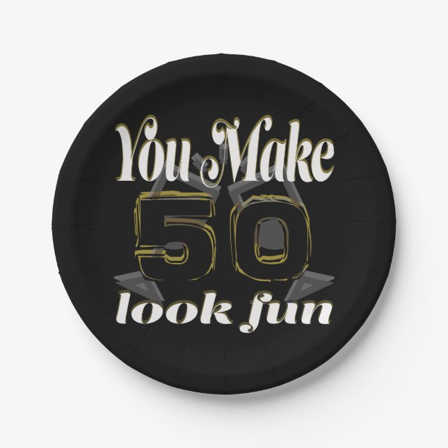 You Make 50 Look Fun Cheers Birthday Paper Plate (Front)