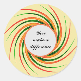You Make a Difference Colourful Swirls Classic Round Sticker