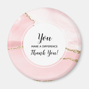 You make a Difference Pink Blush Agate Watercolor Magnet