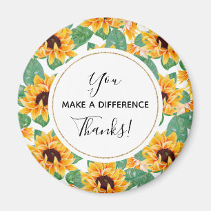 You Make a Difference Pretty Sunflower Pattern Magnet