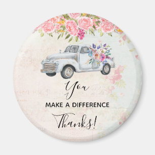 You Make a Difference Vintage Rustic Pickup Truck Magnet