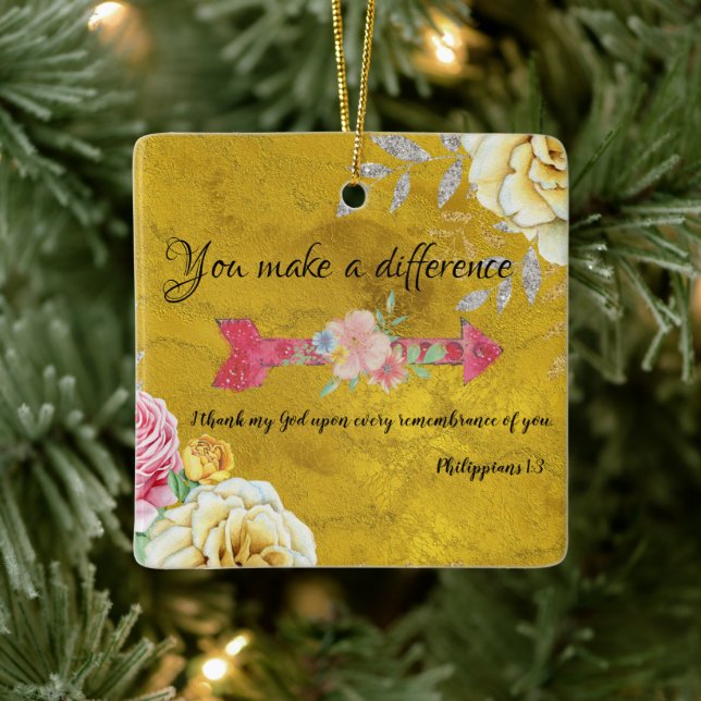 You Make a Difference with Scripture  Ceramic Ornament (Tree)