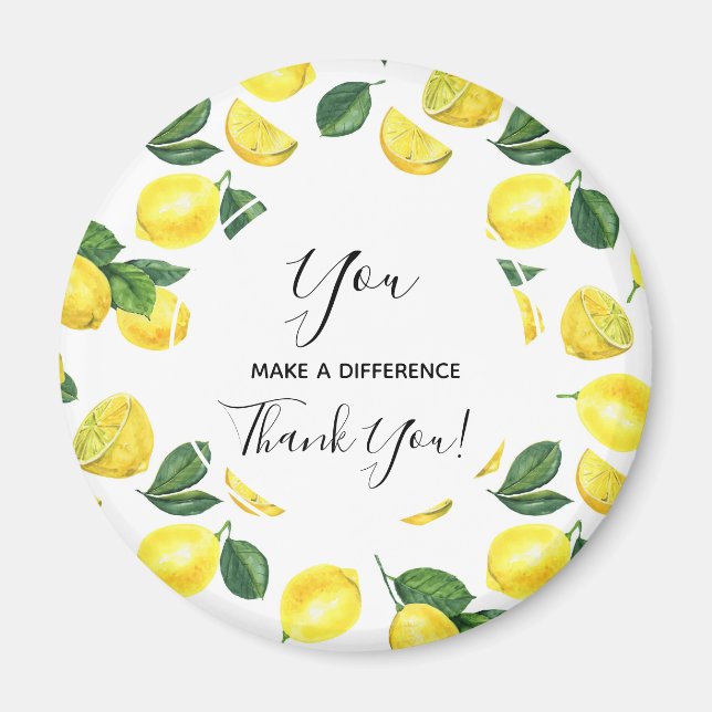 You make a Difference Yellow Lemons Pattern Magnet (Front)