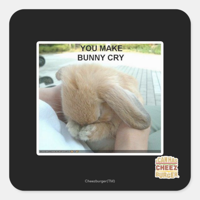 You make bunny cry square sticker (Front)