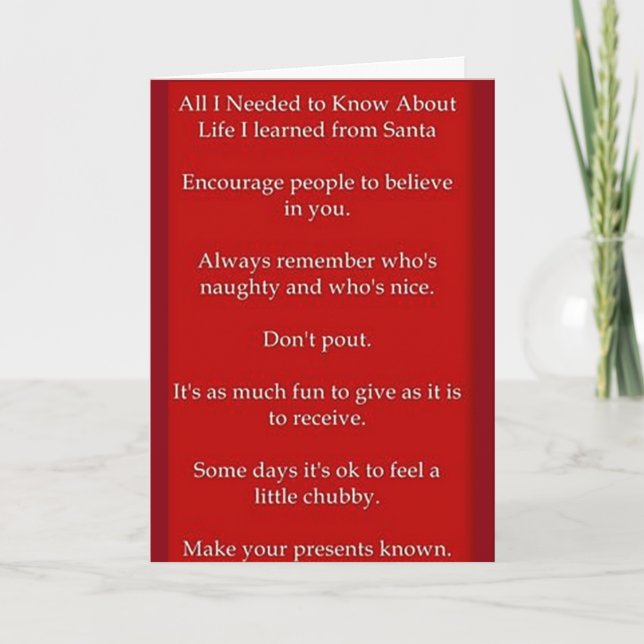 YOU MAKE CHRISTMAS SPECIAL "FOR ME"-SANTA'S LIST HOLIDAY CARD (Front)