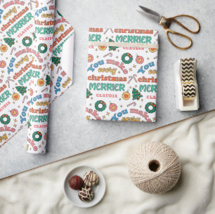 You Make Every Christmas Merrier Cute Retro Wrapping Paper