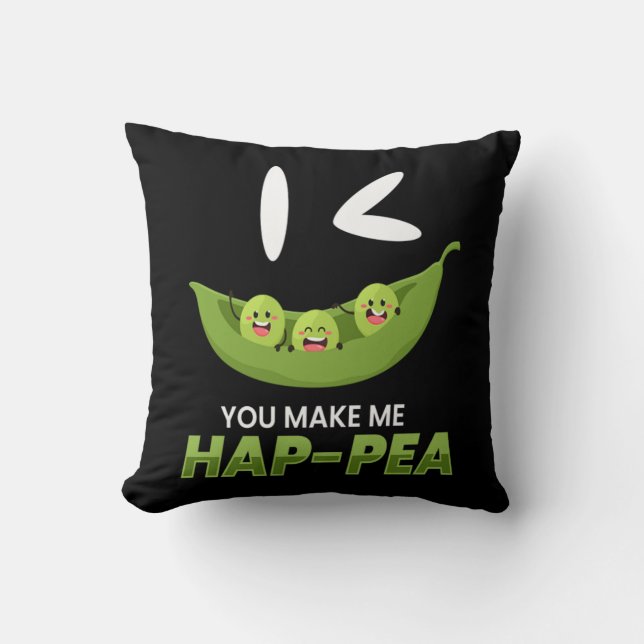 You Make Me Hap-Pea Vegan Vegetables Cushion (Front)
