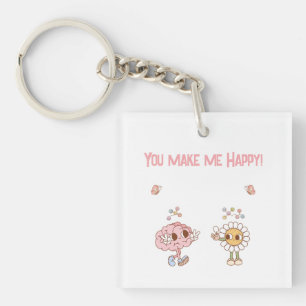 You Make Me Happy! Personalized Happy Emoticons Key Ring