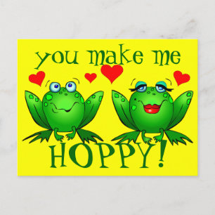 You Make Me Hoppy Cute Cartoon Frogs Postcard