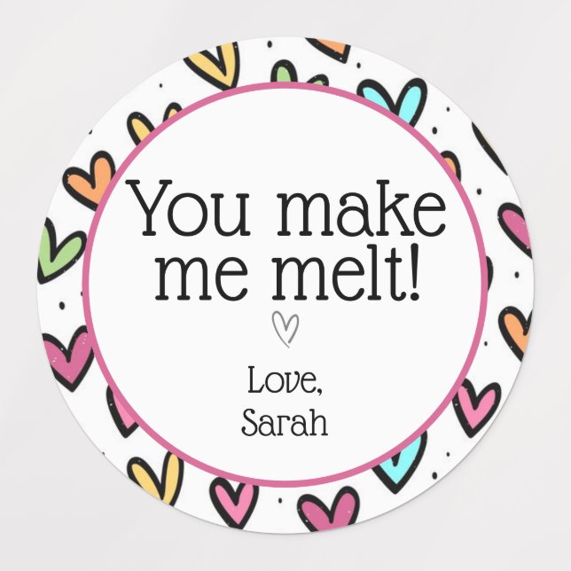 You make me melt  colourful hearts valentine gift (Design 2)