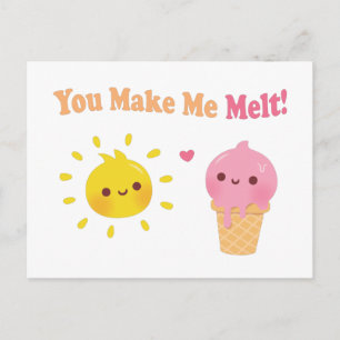 You Make Me Melt, Sun and Ice Cream, Love Humour Postcard